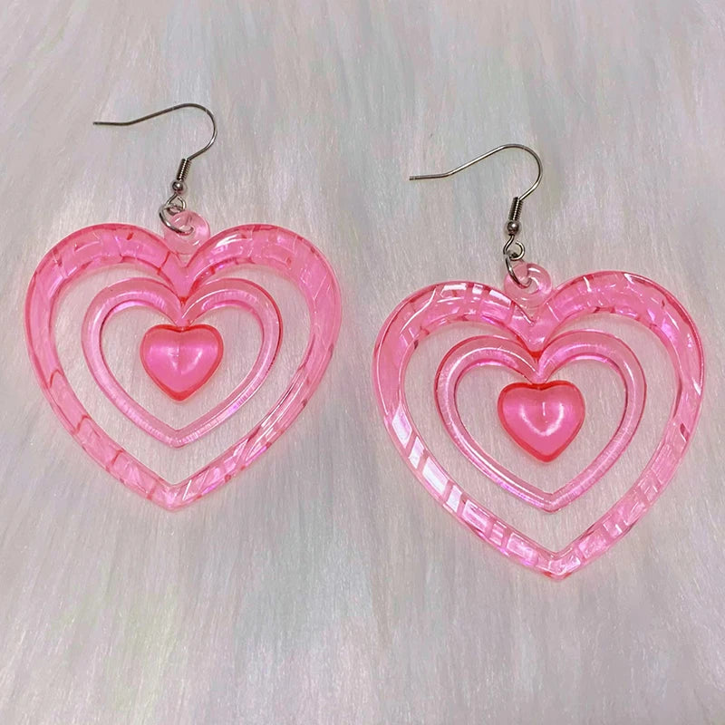 Heart Beat Pink Acrylic Earrings