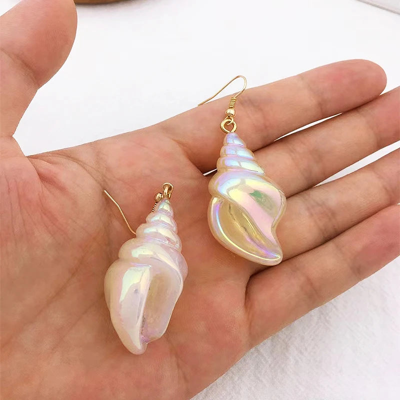 Holographic Conch Shell Earrings