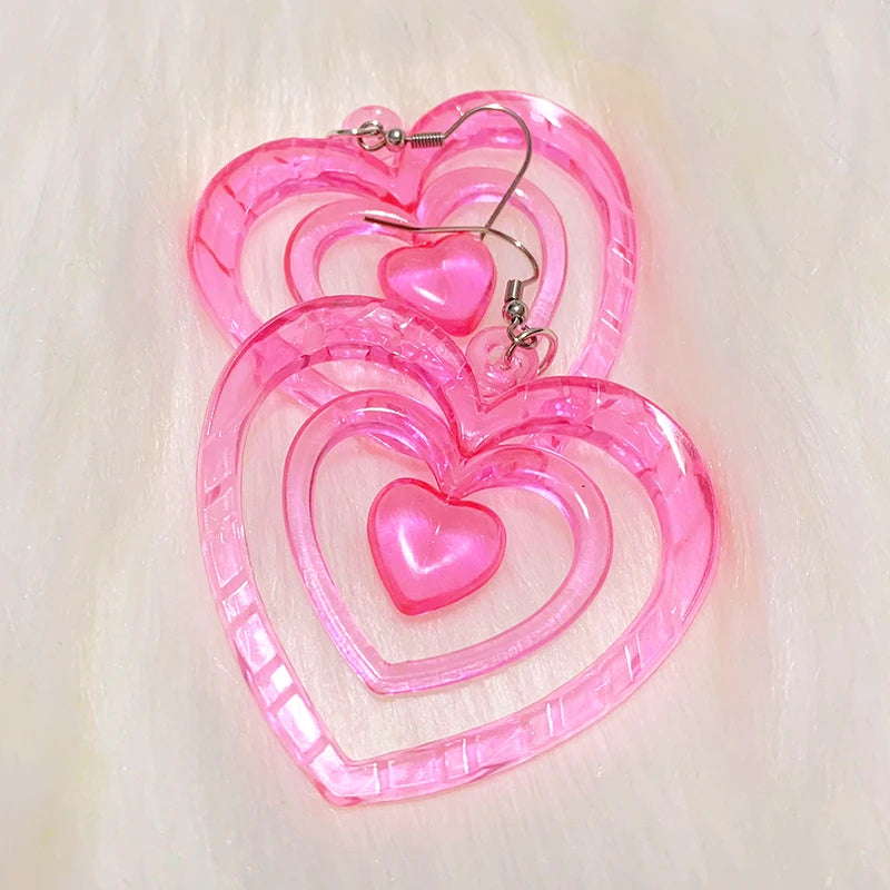 Heart Beat Pink Acrylic Earrings