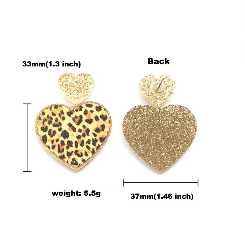 Y2K Leopard Heart Earrings