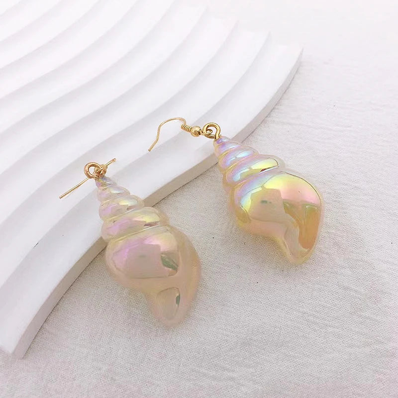 Holographic Conch Shell Earrings