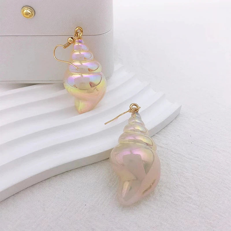 Holographic Conch Shell Earrings
