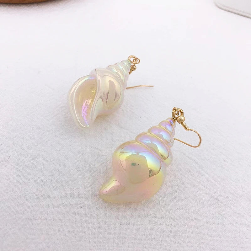 Holographic Conch Shell Earrings