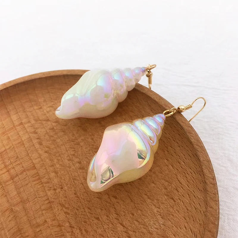 Holographic Conch Shell Earrings