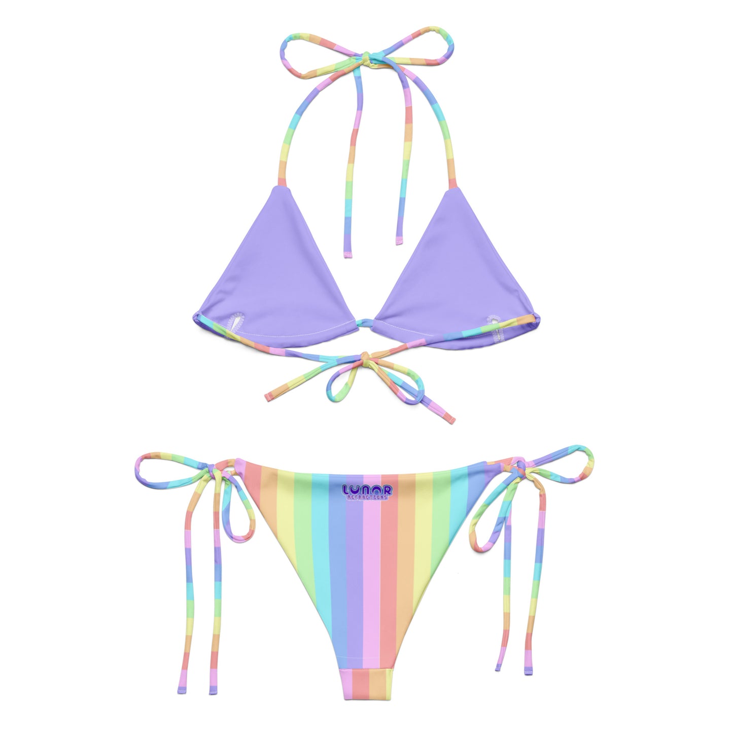 Pastel Rainbow All-over print recycled string bikini