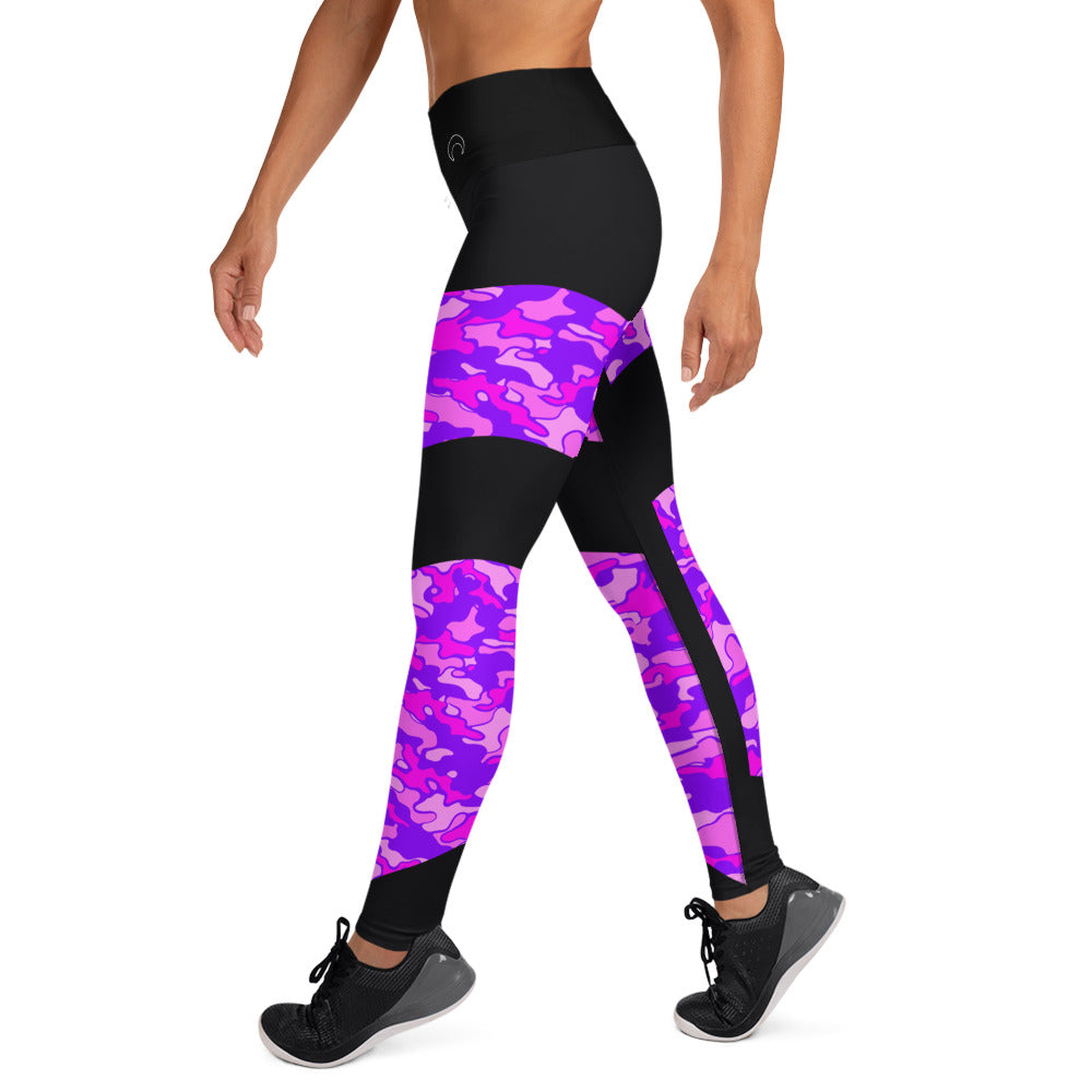 Lieutenant Luna - Pink Camo/Black Colour Block Yoga Leggings