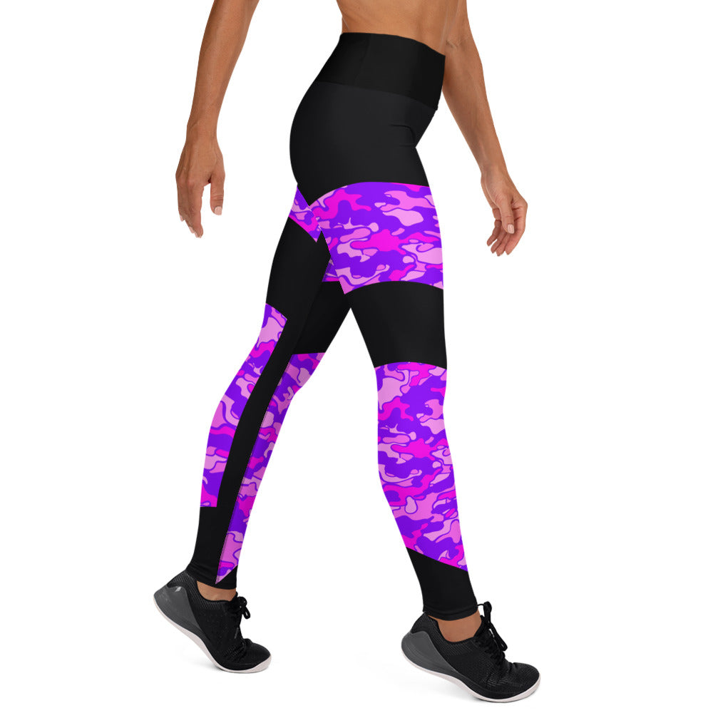 Lieutenant Luna - Pink Camo/Black Colour Block Yoga Leggings