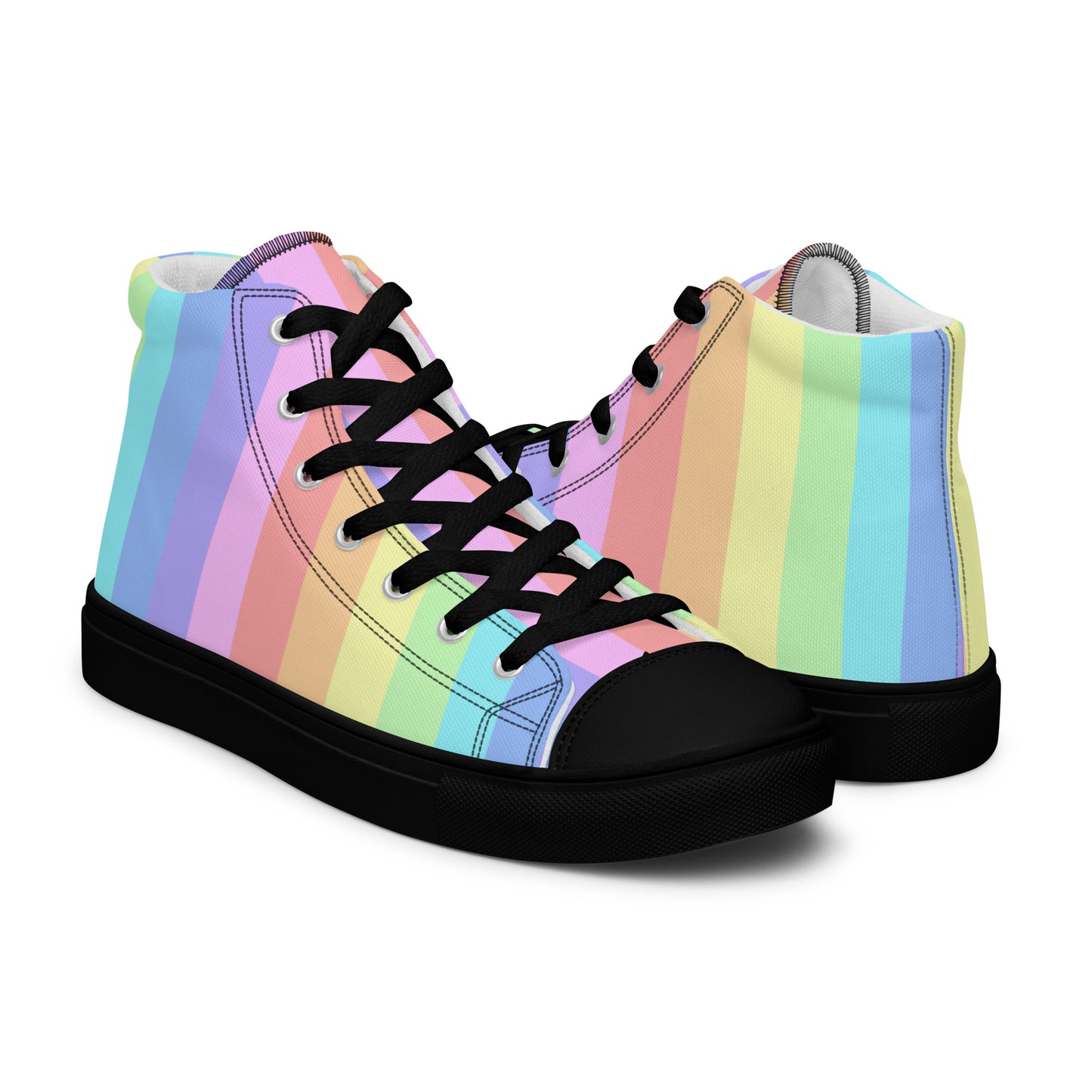 Pastel Rainbow high top canvas shoes (Men’s Sizing)