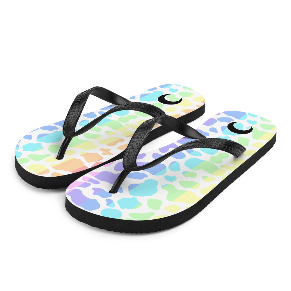 Pastel Rainbow Cow Print RainFlip-Flops