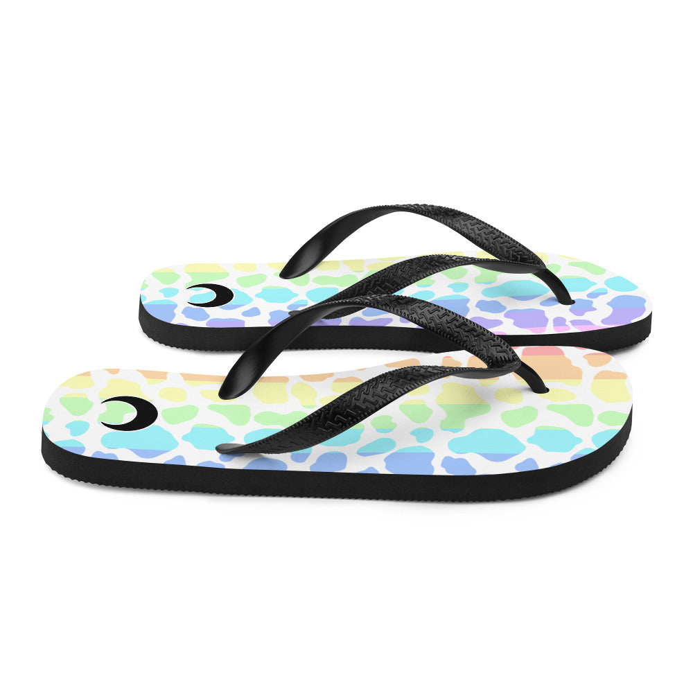 Pastel Rainbow Cow Print RainFlip-Flops
