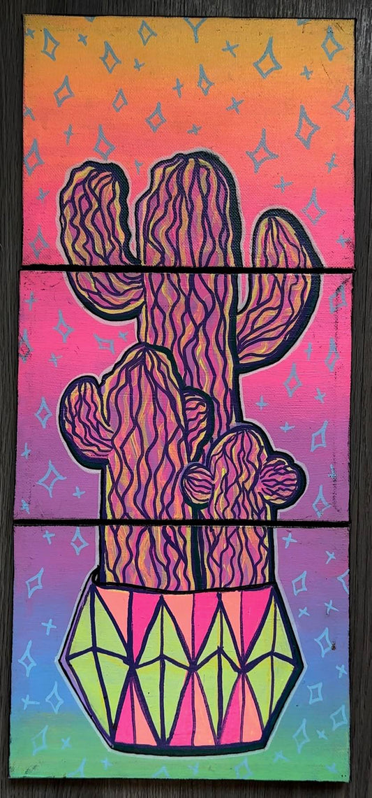 Neon Cactus Triptych (2022)