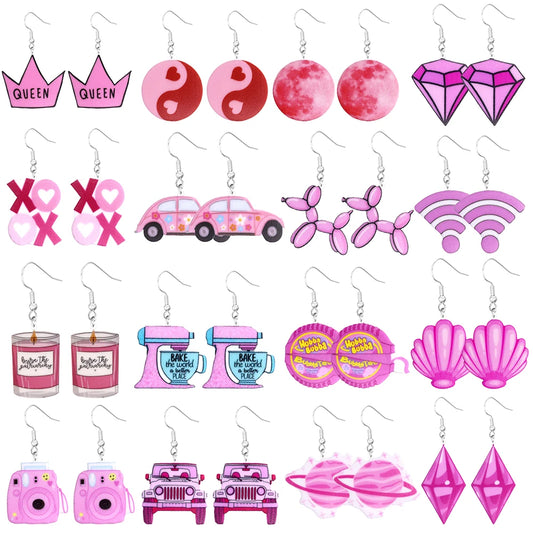 Pink Y2K Acrylic Earrings (Individual Pairs)