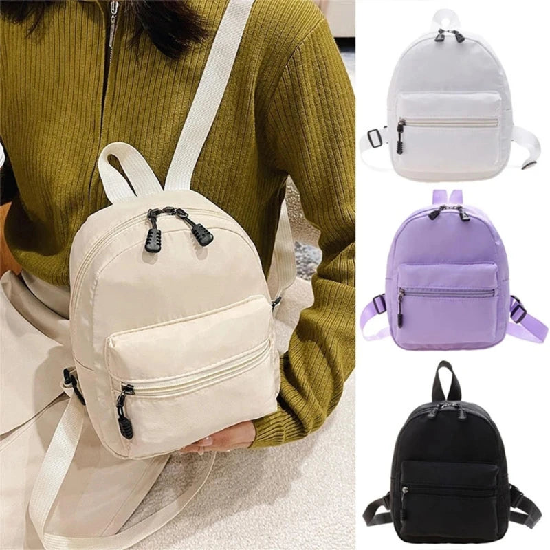 Nylon Solid Color Mini Backpack