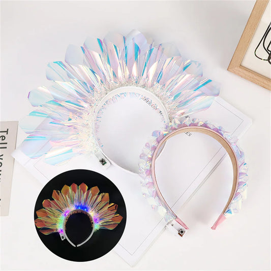 Holographic PVC LED Glow Crown