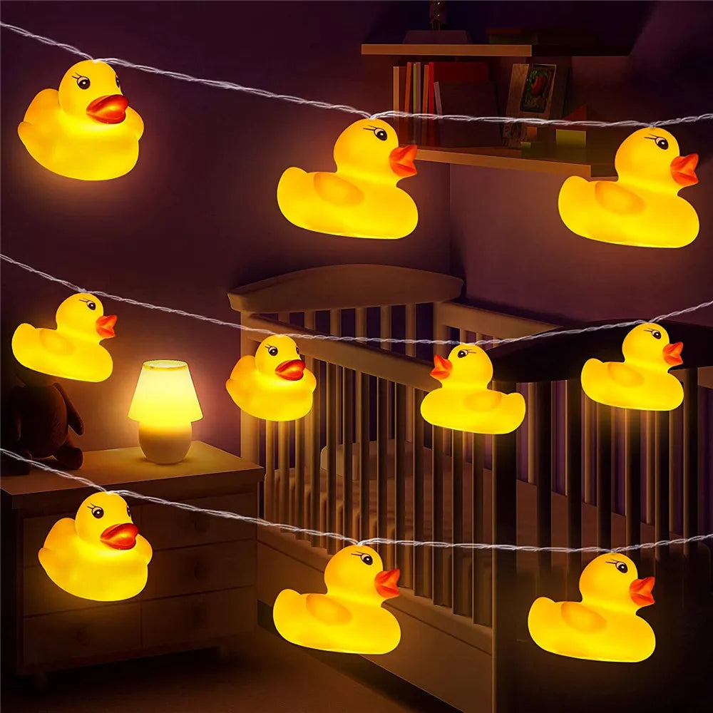 10/20 LED Yellow Duck String Lights Battery Powered