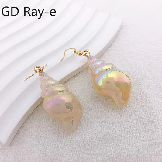 Holographic Conch Shell Earrings