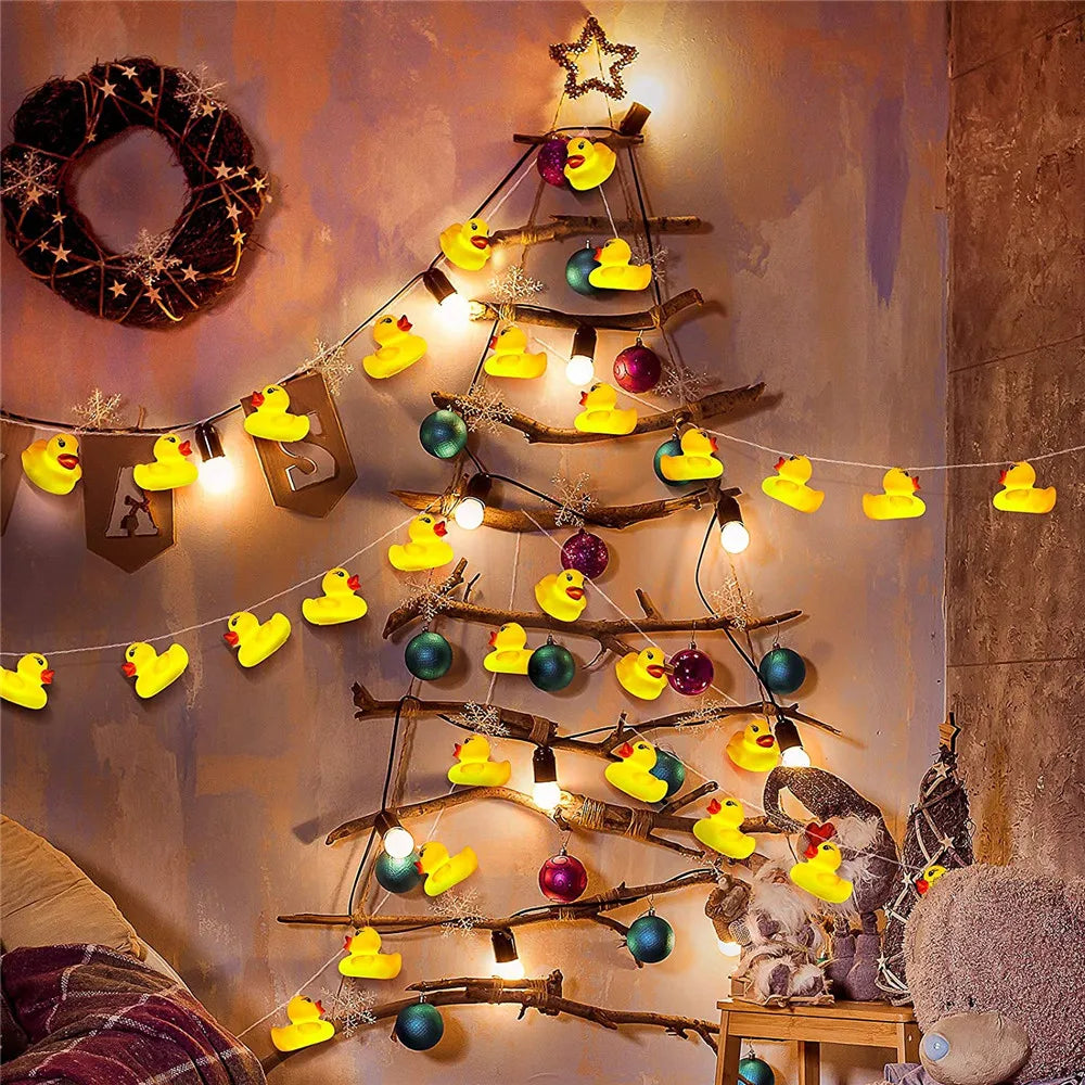 10/20 LED Yellow Duck String Lights Battery Powered