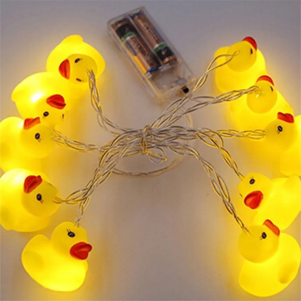 10/20 LED Yellow Duck String Lights Battery Powered