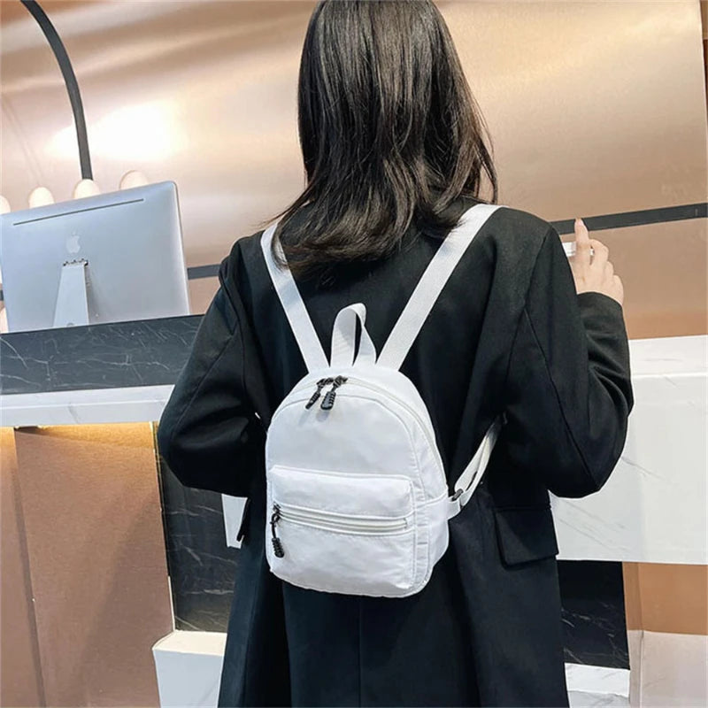 Nylon Solid Color Mini Backpack