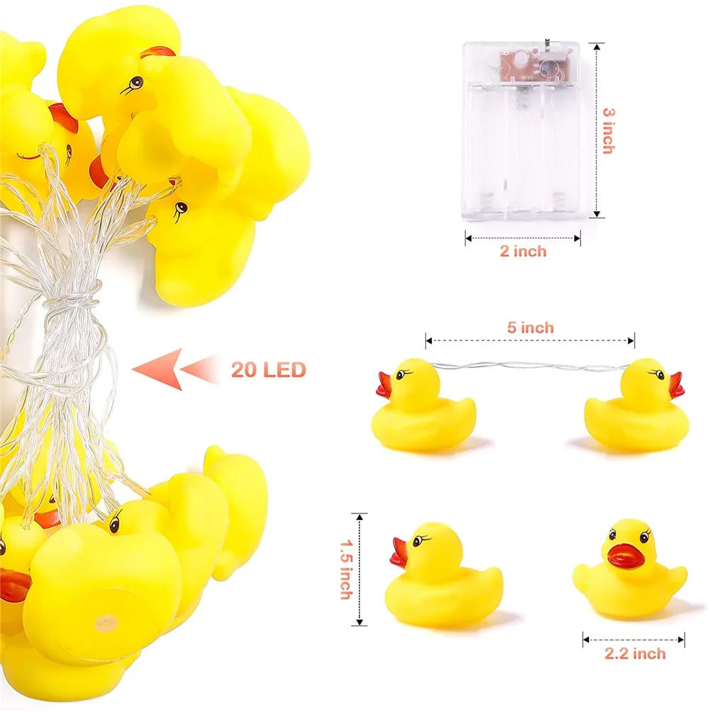 10/20 LED Yellow Duck String Lights Battery Powered