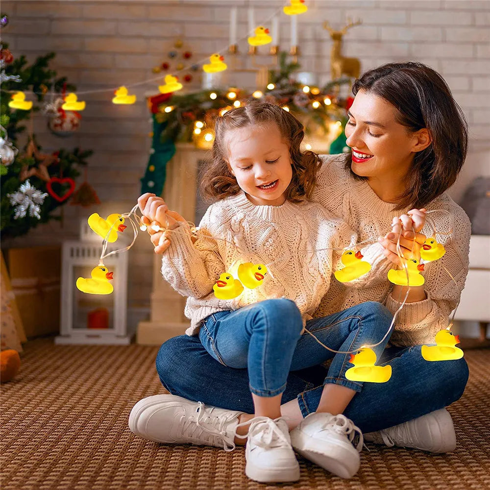 10/20 LED Yellow Duck String Lights Battery Powered