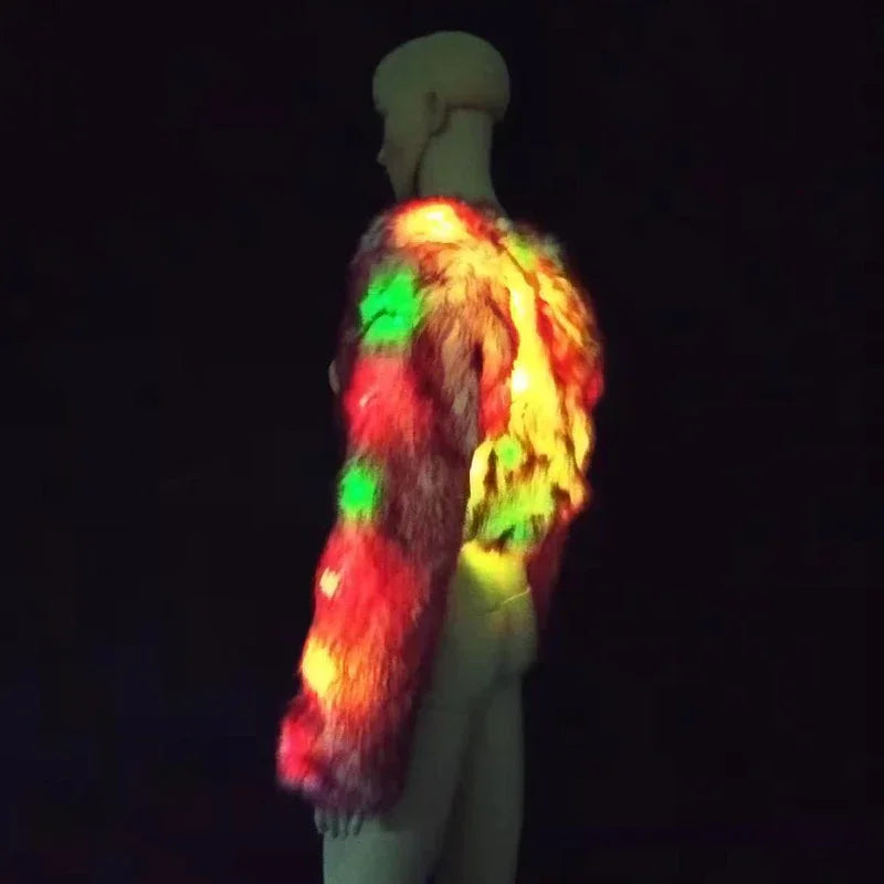 LED Light UP Faux Fur Crop Jacket