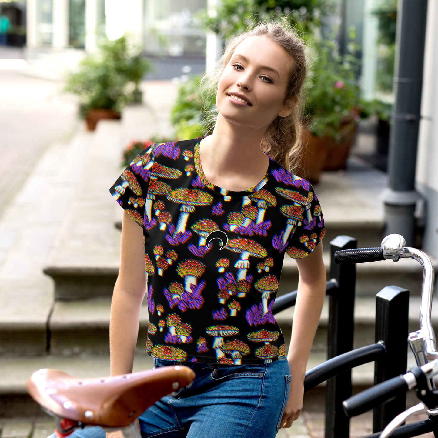 Amanita Amethyst All-Over Print Crop Tee