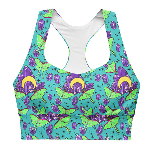 Luna Moth Allover Print Longline sports bra