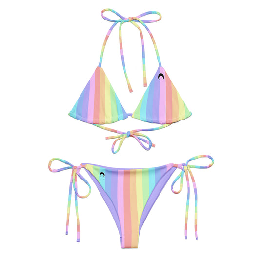 Pastel Rainbow All-over print recycled string bikini