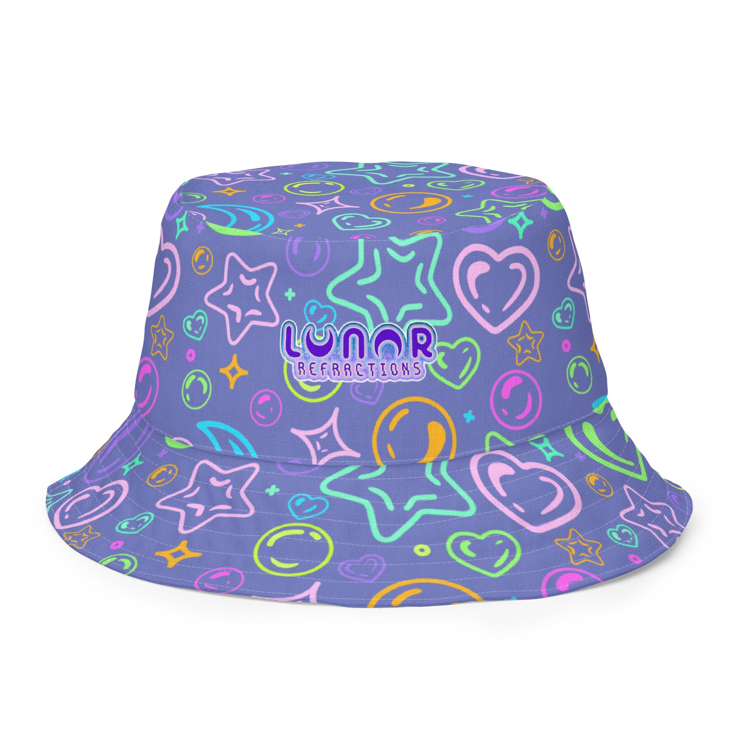 Sour Grape Bubbles/Pastel Rainbow Reversible bucket hat