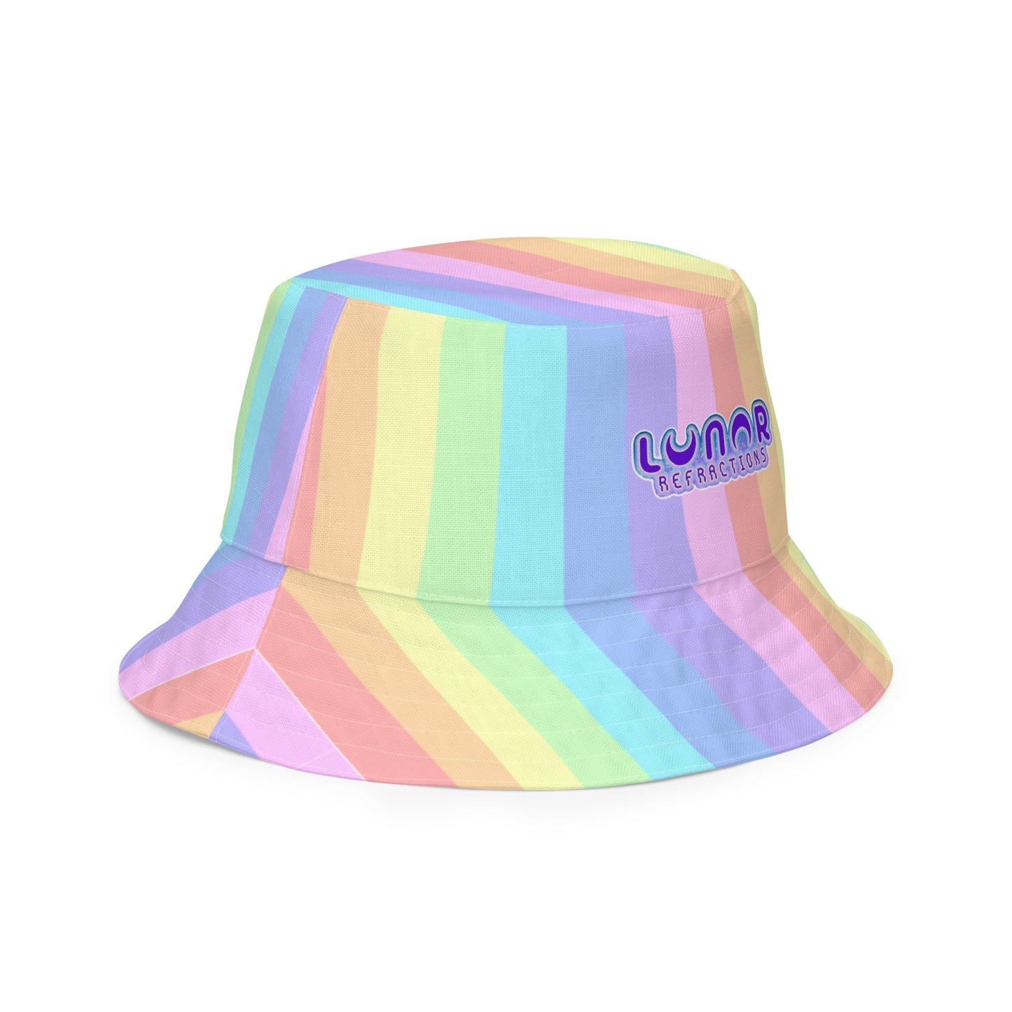 Sour Grape Bubbles/Pastel Rainbow Reversible bucket hat