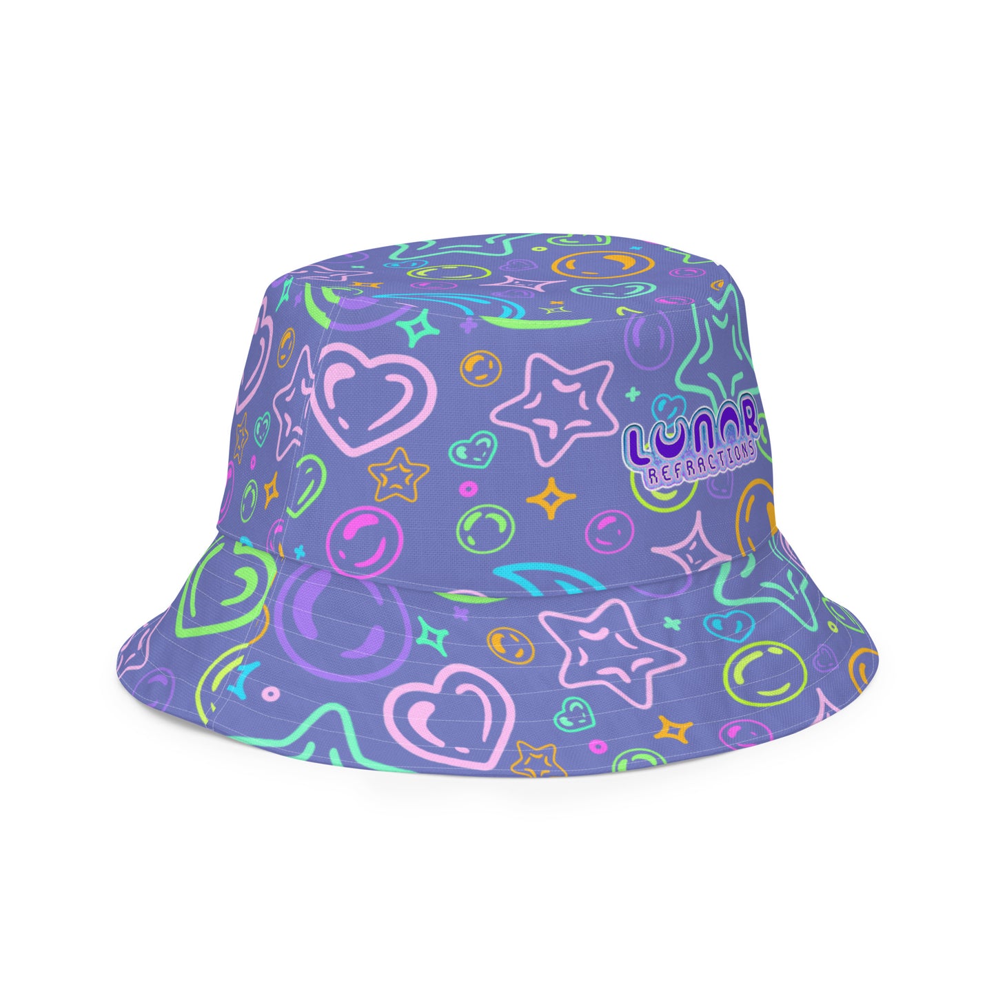 Sour Grape Bubbles/Pastel Rainbow Reversible bucket hat