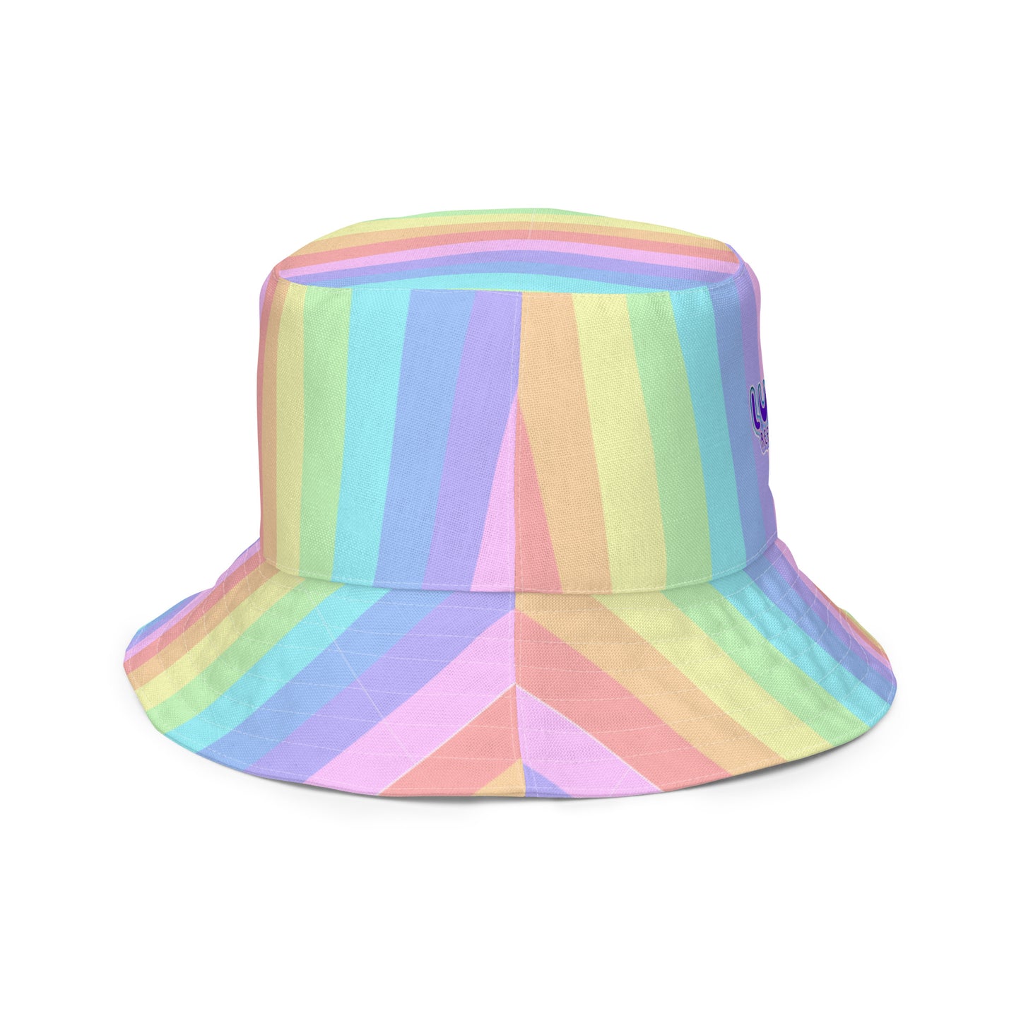 Sour Grape Bubbles/Pastel Rainbow Reversible bucket hat