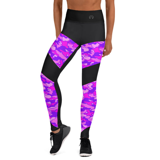 Lieutenant Luna - Pink Camo/Black Colour Block Yoga Leggings