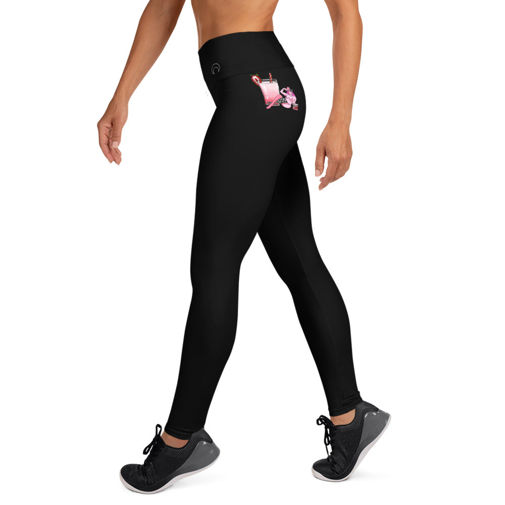 Strawberry Milk Babe Black Yoga Leggings