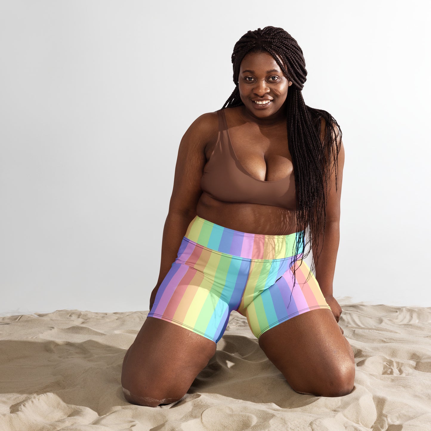 Pastel Rainbow Yoga Shorts