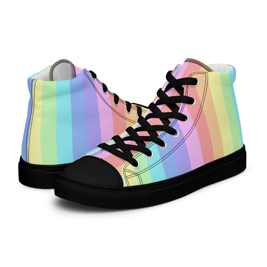 Pastel Rainbow high top canvas shoes (Men’s Sizing)