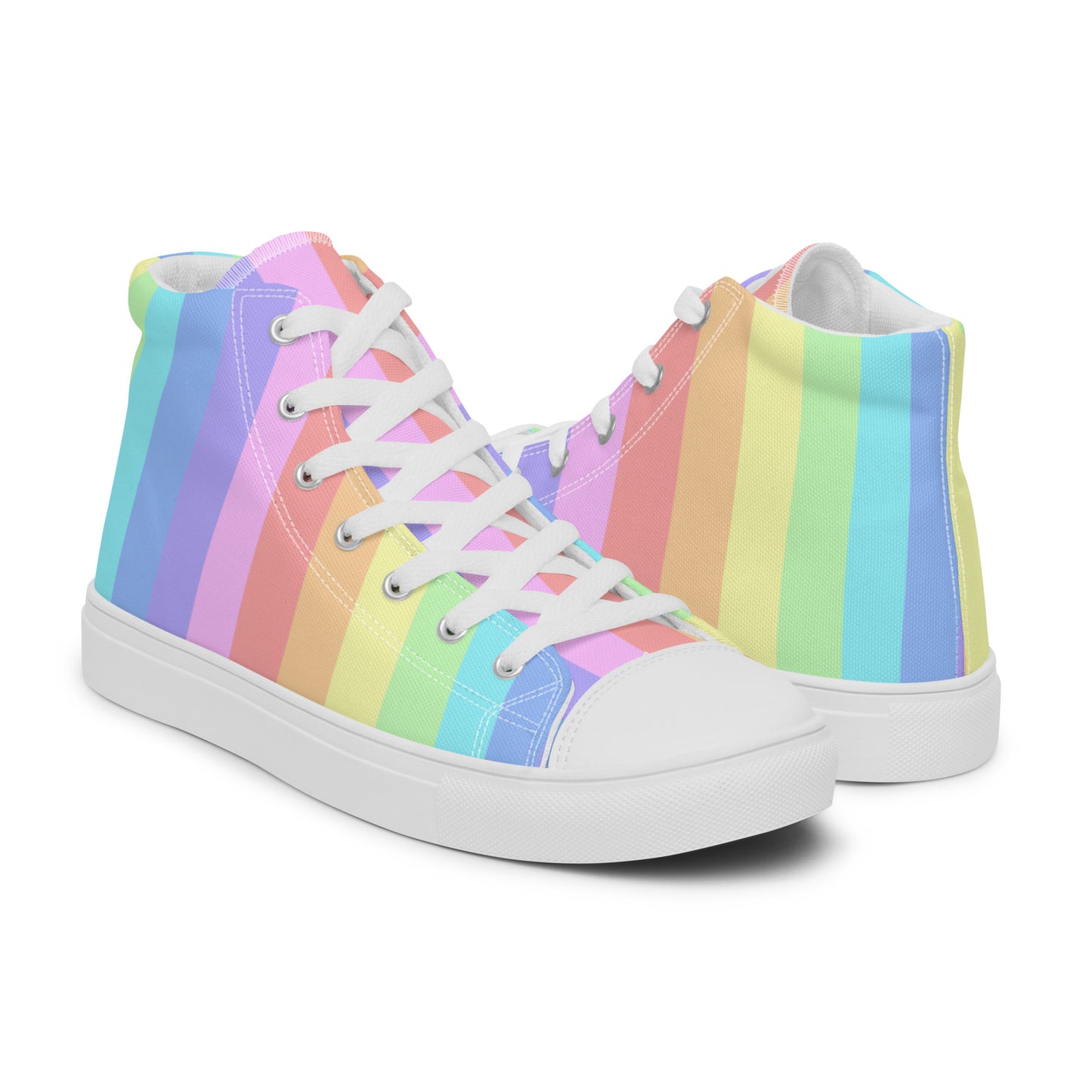 Pastel Rainbow high top canvas shoes (Men’s Sizing)