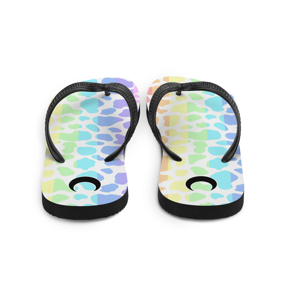 Pastel Rainbow Cow Print RainFlip-Flops