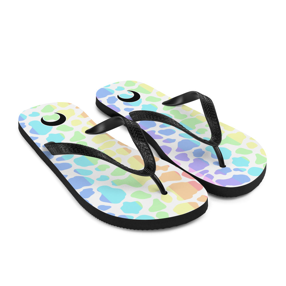 Pastel Rainbow Cow Print RainFlip-Flops